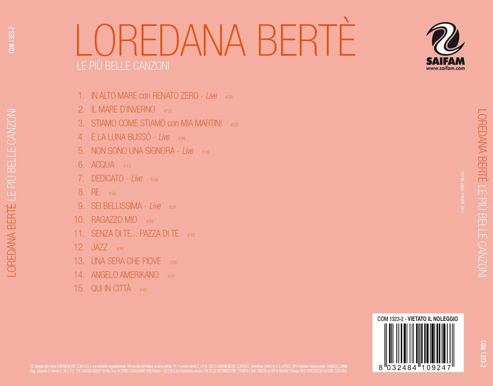 COM1323-2 // LOREDANA BERTE' -  LE PIU' BELLE CANZONI (CD COMPILATION)