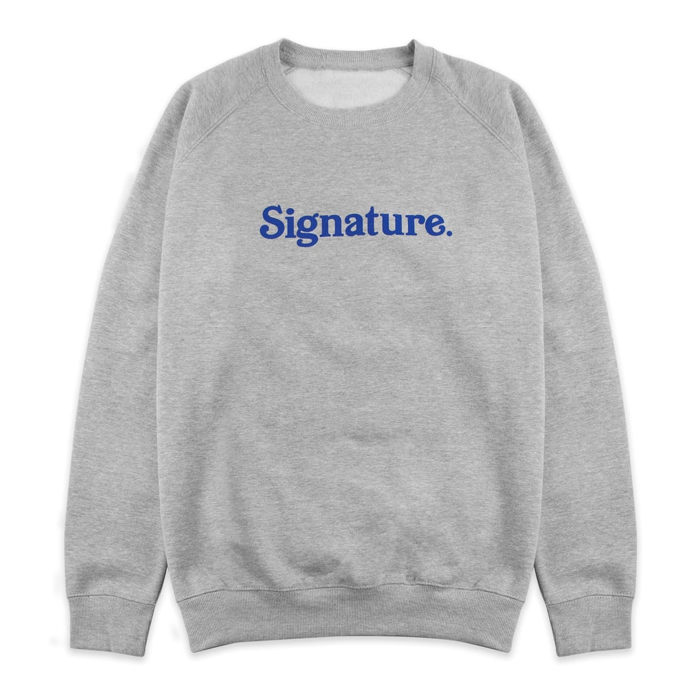 Image of LOGO CREW SWEATSHIRT - HEATHER GREY / BLUE