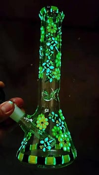 Image 5 of Hand Crafted Glow in the Dark Honey Bee Glass Bong