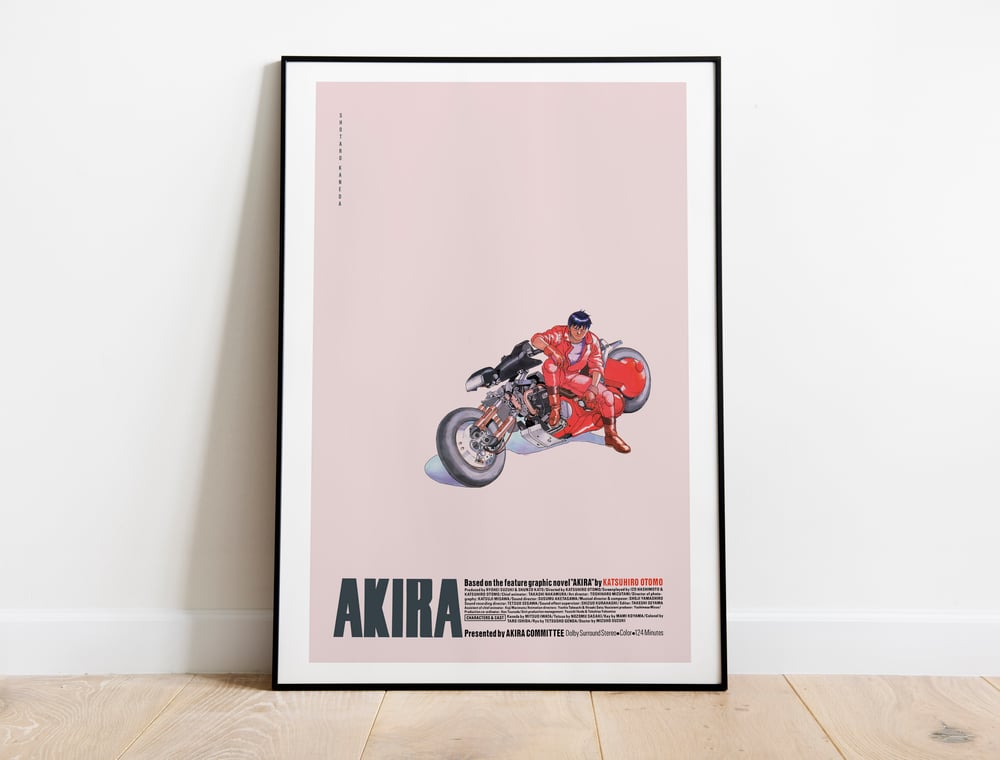 Kaneda on Bike - Akira Anime Poster, Cyberpunk Movie Poster