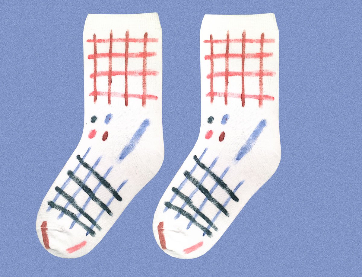 Image of PAINTED GRID SOCKS