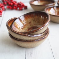 Image 2 of Three Small Ceramic Pottery Bowls, Kitchen Prep Handcrafted Made in USA