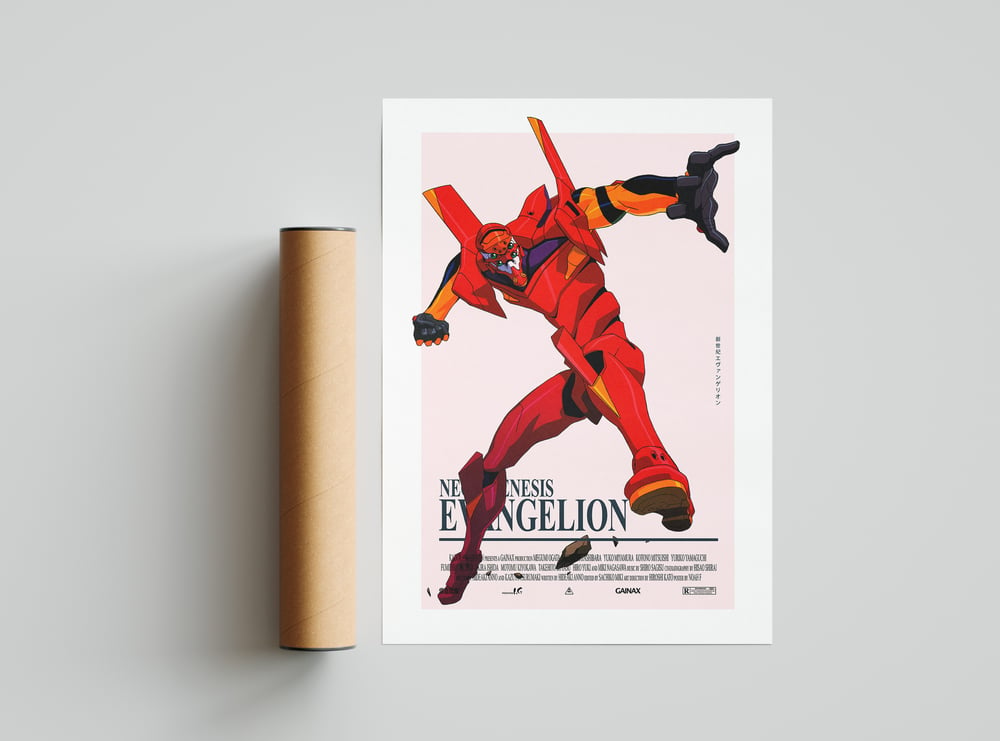 Unit 02 - Neon Genesis Evangelion, Cyberpunk Anime Poster