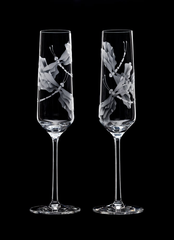 Image of Dragonflies Champagne Flutes