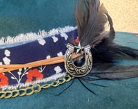 Image 4 of Faux Suede Teal Fedora Hat Multi & FeatherBand