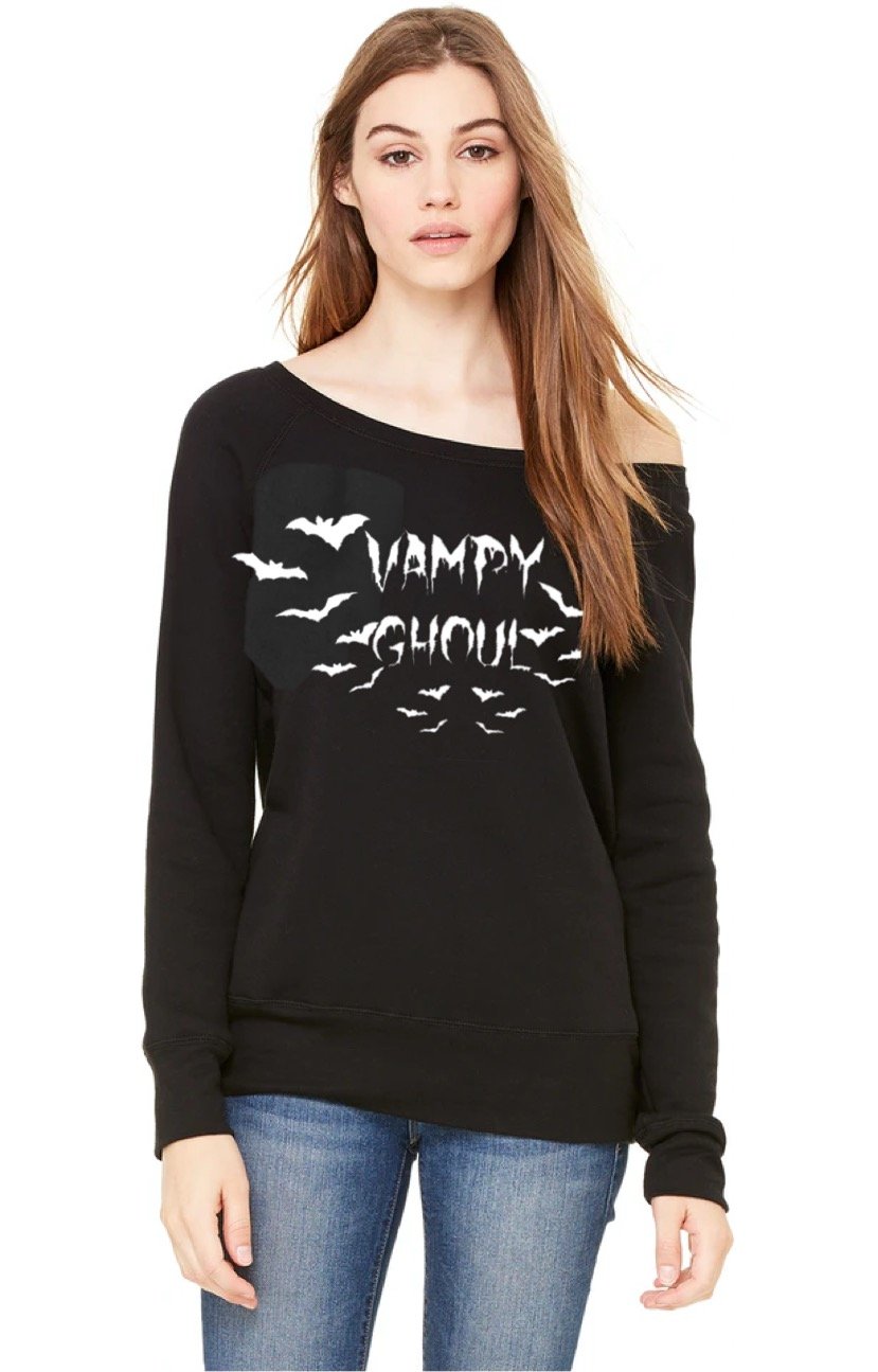 Vampy Bats Off Shoulder Sweater 