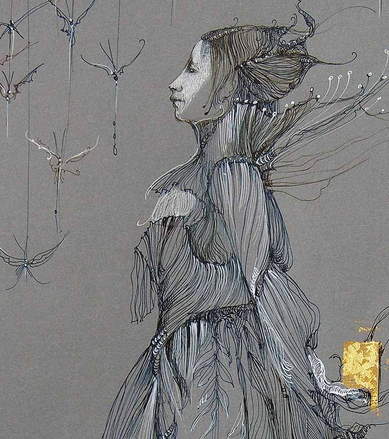 Image of ANNE BACHELIER - 'L'ETOURDIE' -  ORIGINAL PEN & INK DRAWING