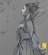 Image 2 of ANNE BACHELIER - 'L'ETOURDIE' -  ORIGINAL PEN & INK DRAWING