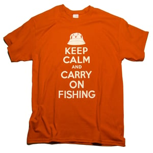 Image of Keep Calm And Carry On Fishing (Red, Blue, Kahki)