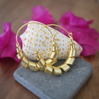 Image 1 of Spiral Gold Hoops
