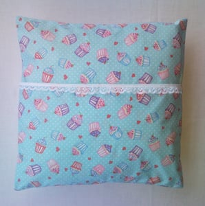 Image of Blue Cupcake Cushion Cover