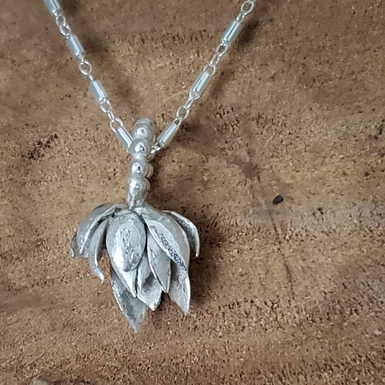 Image of Solid Sterling Handcast Succulent Pendant Necklace