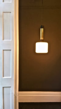 Image 3 of Pair of Brass & Glass Pendant Lights, Stilnovo Italy