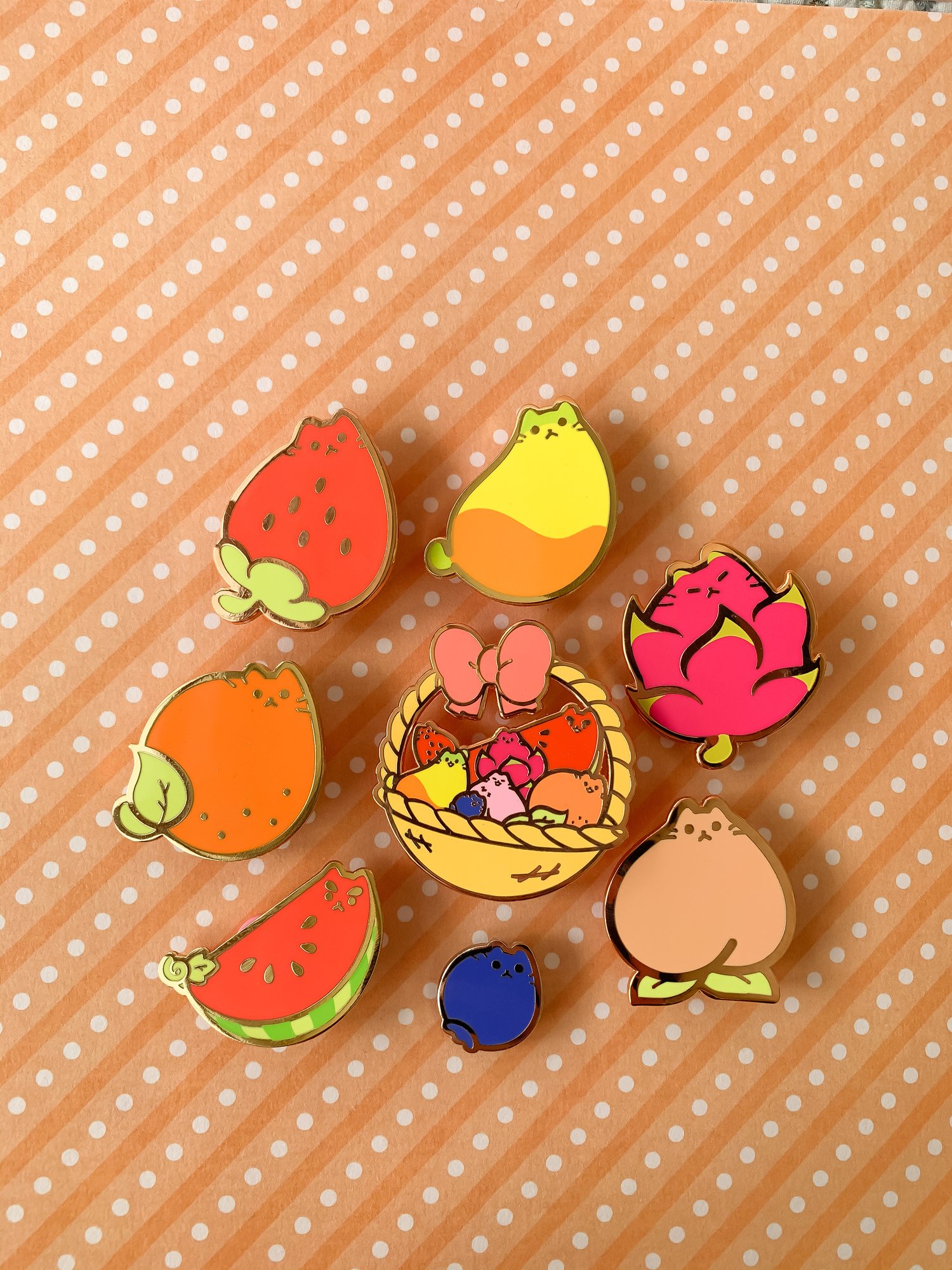 B-Grade Pins - Fruit Cat Pins 