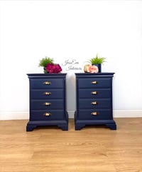 Image 1 of Vintage Stag Pair of Bedside Tables Bedside Cabinets Chest of Drawers 