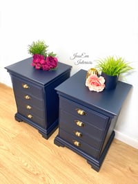 Image 2 of Vintage Stag Pair of Bedside Tables Bedside Cabinets Chest of Drawers 