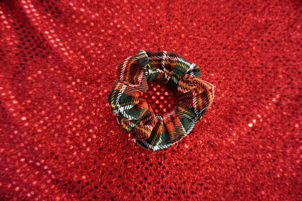 Image of Red Plaid Scrunchies 