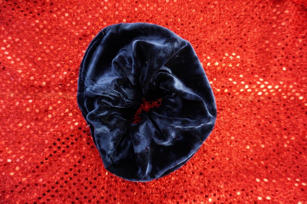 Image of Velvet Navy Jumbo Scrunchies 