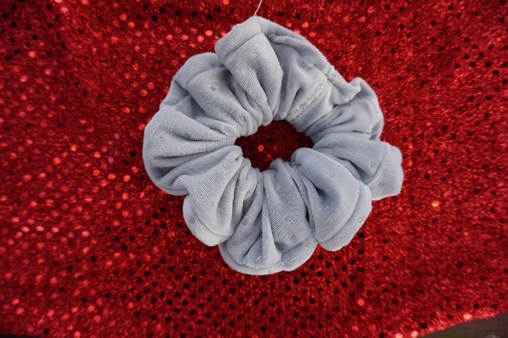 Image of Baby Blue Sparkle Velvet Scrunchies