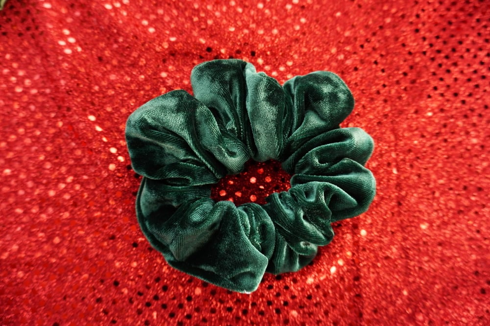 Image of Green Velvet Scrunchies 