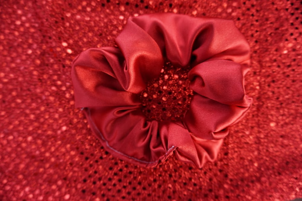 Image of Red Satin Scrunchies 