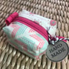 Pink/cream/turquoise Bitty Box pouch