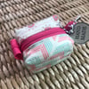 Pink/cream/turquoise Bitty Box pouch