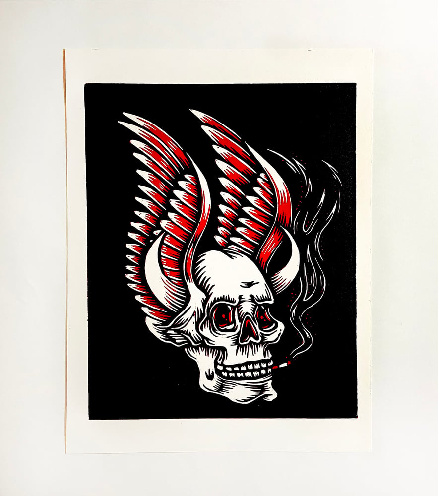 Image of Smokin Skull Print