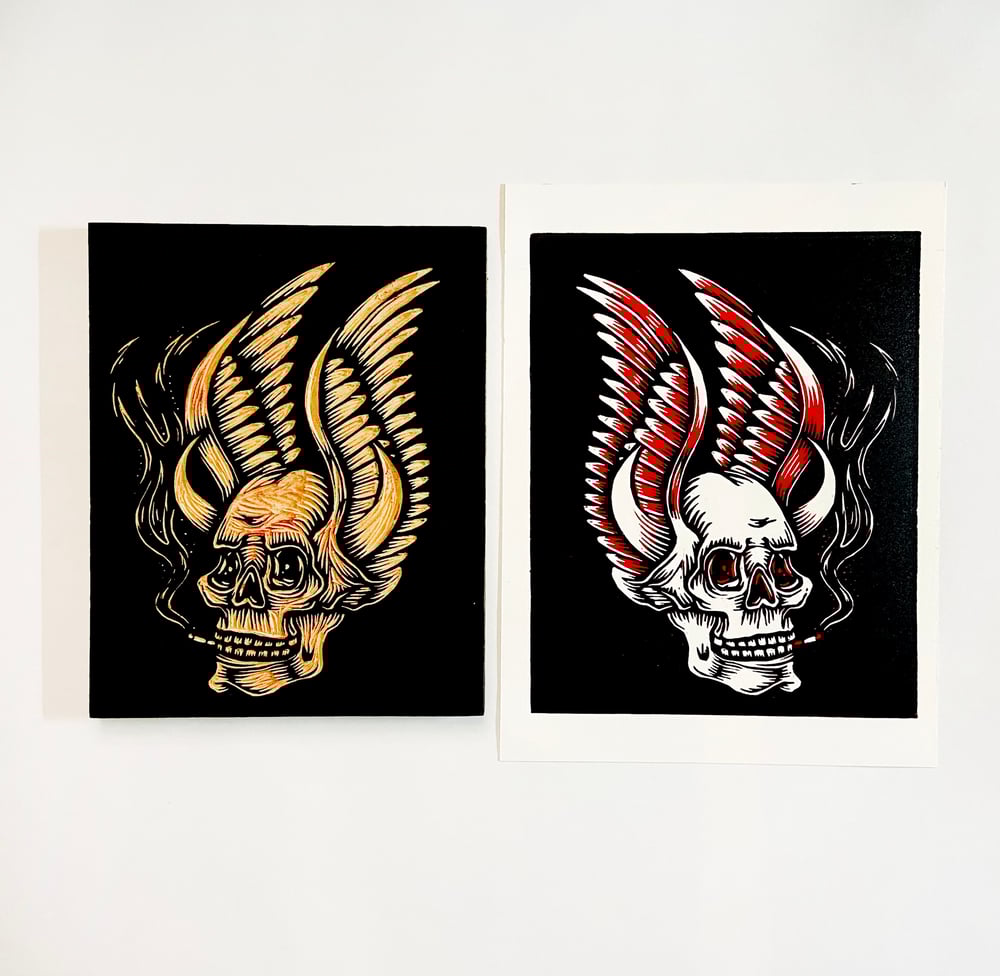 Image of Smokin Skull Print