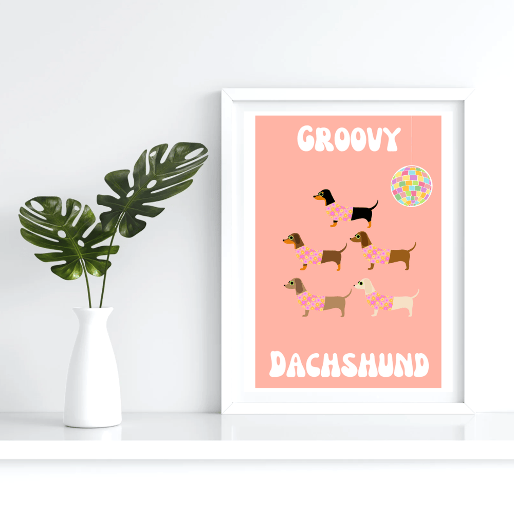 Image of Groovy Dachshund Colour Print