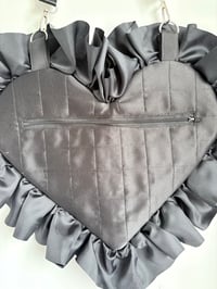 Image 3 of Black Satin Quilted Heart Crossbody Bag – Sample Piece (Limited)