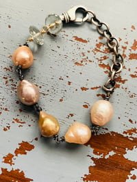 Image 1 of Prasiolite And Baroque Pearl Bracelet 