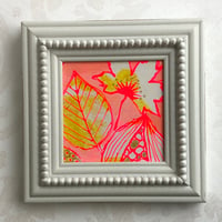 Image 1 of Framed Mixed Media Wall Art, Coral, Yellow and Fluorescent Pink,  6.5 x 6.5 Inch Frame 