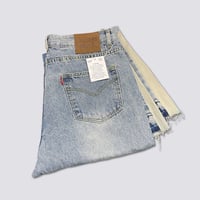 Image 4 of Denim Bell-bottoms Washed And Worn Patchwork Jeans