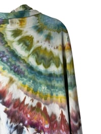 Image 9 of 3XL Drapey 3/4 Sleeve Cardigan With Pockets in Earthy Rainbow Agate Ice Dye