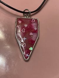 Image 1 of Fuchsia Glitter Pennant Necklace