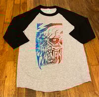 Image 1 of Adult 3/4 Sleeve Excel Skull Raglan Tee