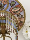 Antique Lamp & Victorian Lampshade - Crescent Moon Beaded Antiqe Lamp