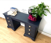 Image 2 of Vintage Stag WRITING DESK / DRESSING TABLE painted in Navy Blue.