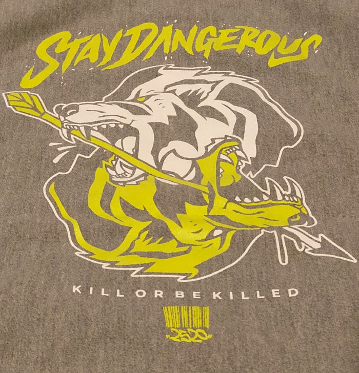 Image of 2520 X CHAMPION "STAY DANGEROUS" HOODIE - OXFORD GRAY