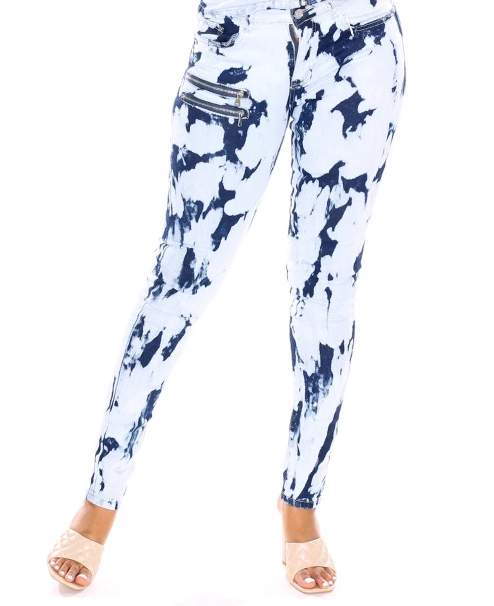 Washed Zipper Detail Jeans