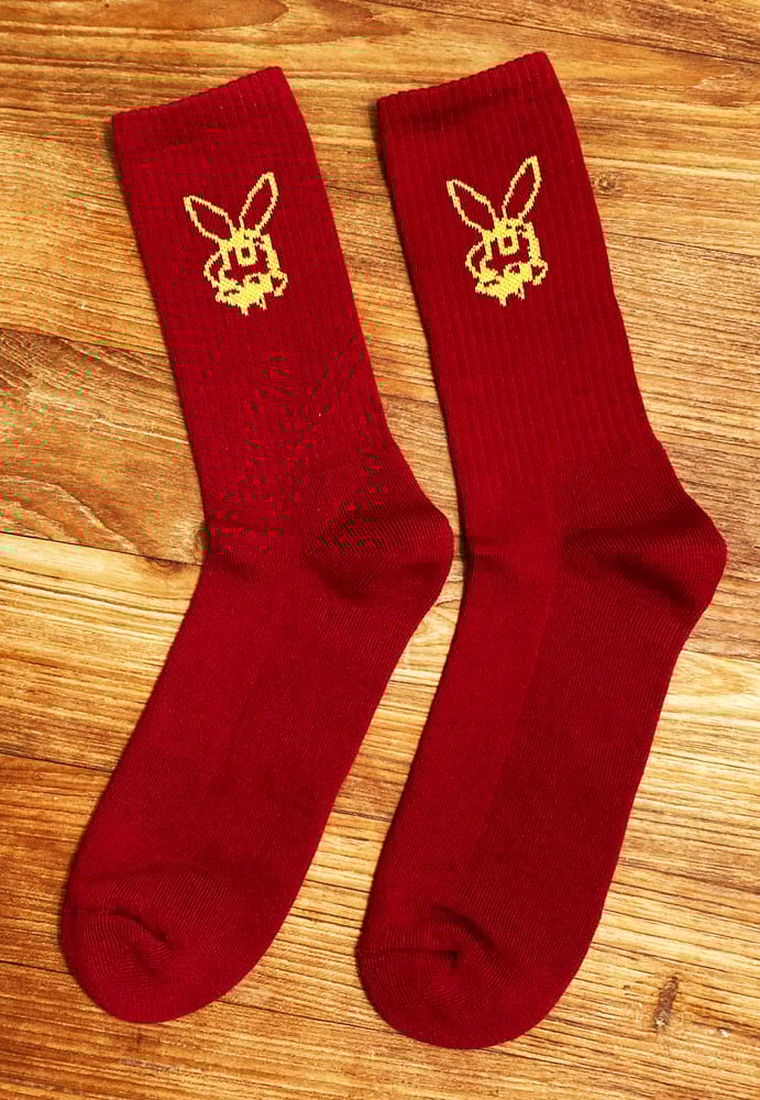 Image of 14 "Ron Burgundy" Bunny Apotheke Socken