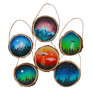 Image of Hand Painted Wooden Slice Landscapes 🎨