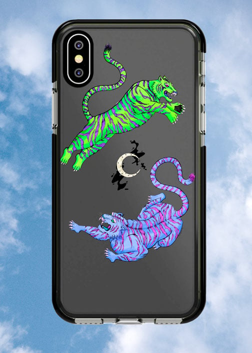 Image of Neon Duo Tigers Phone Case with Moon