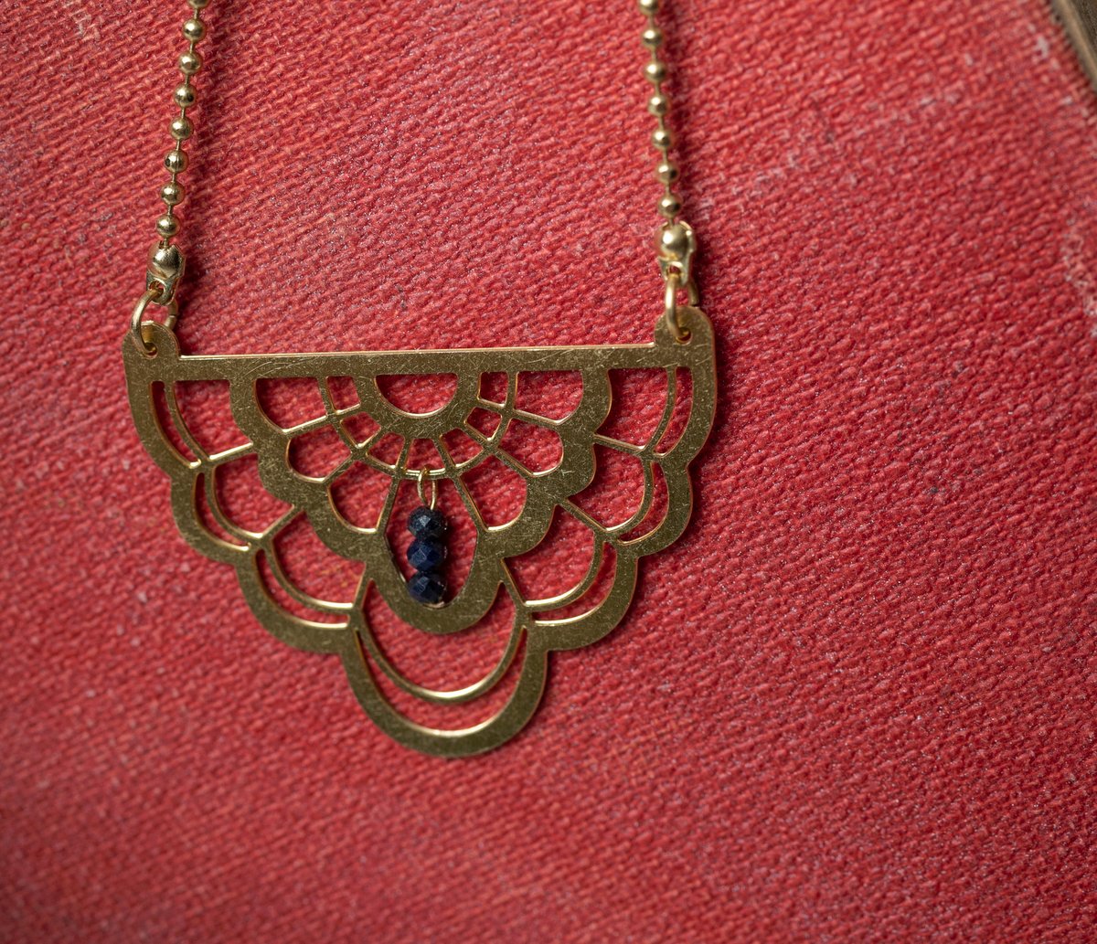 Image of Brass RBG Collar Necklace with Sapphire
