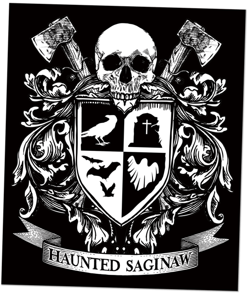 Image of Haunted Saginaw Crest Sticker (4x5.25)