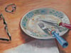 A Meal Enjoyed, still life oil painting