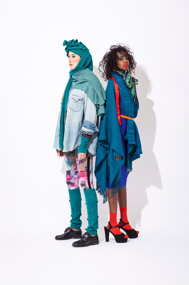 Image of Lace knitted poncho    Pale Turquoise