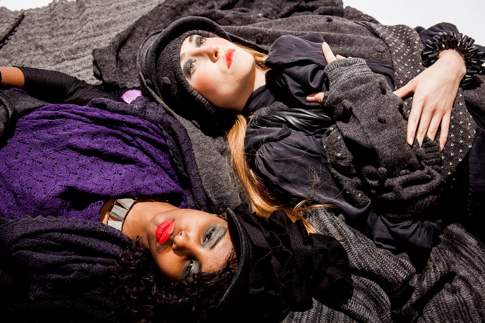 Image of Melange knitted poncho Grey