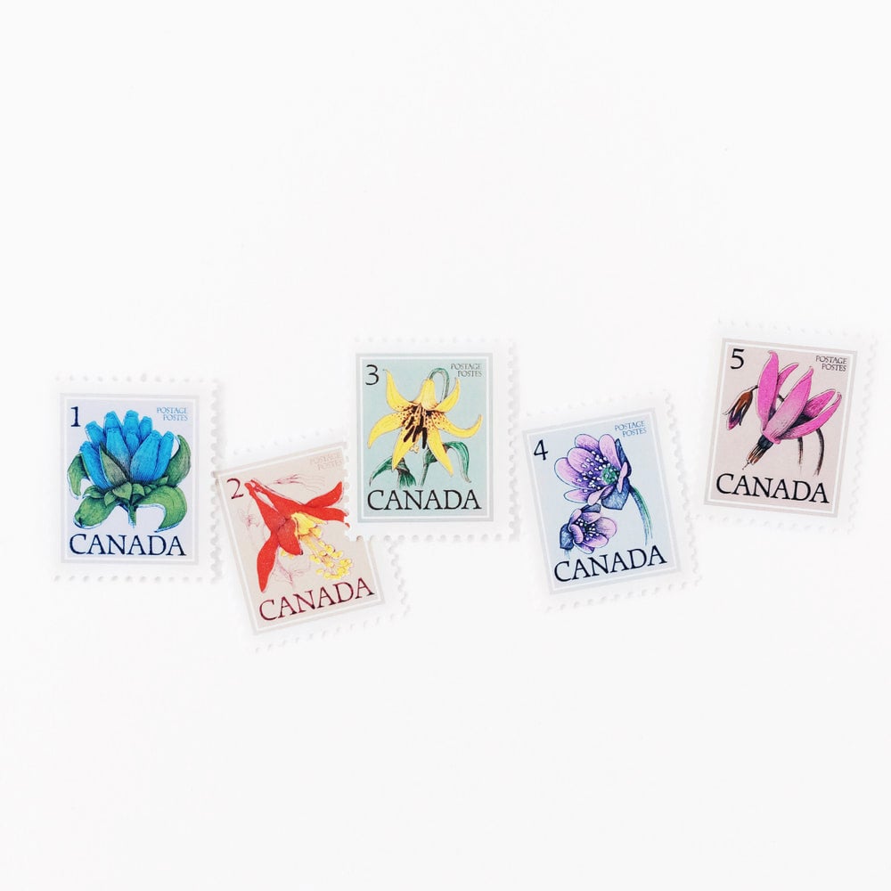 Image of Vintage Canadian Flower Stamps